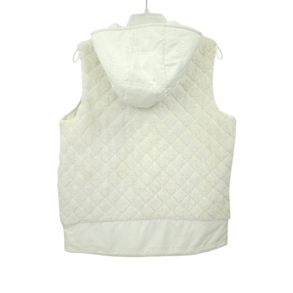 Patagonia Los Gatos Vest Hooded White Size L Reversible Fleece Zip Pockets New - Picture 5 of 16